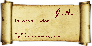 Jakabos Andor névjegykártya