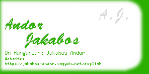 andor jakabos business card